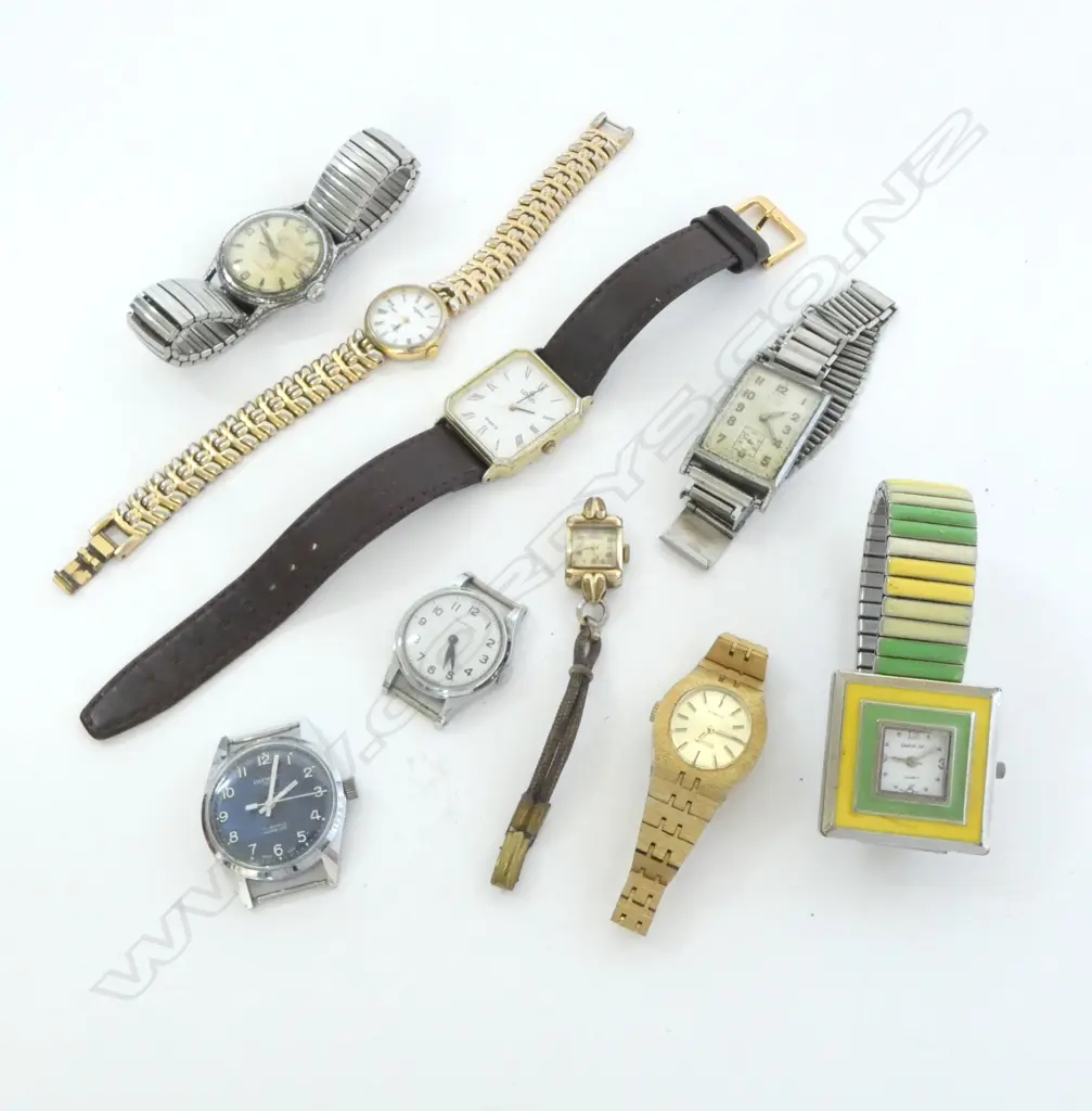 9 VINTAGE GENT'S & LADY'S WRISTWATCHES AS IS Image 1++