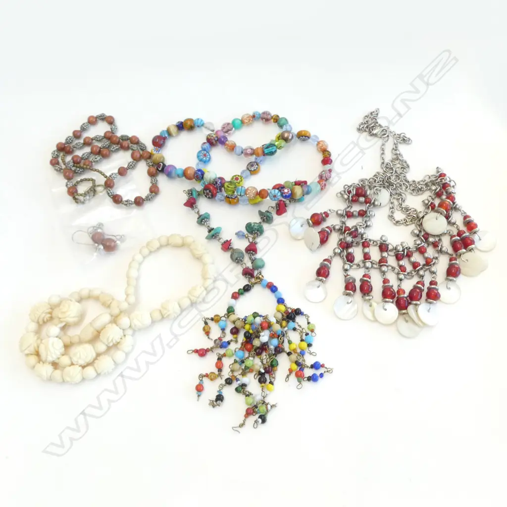 ASSTD ETHNIC NECKLACES INCLDS; IVORY & HANDMADE BEADS Image 1++