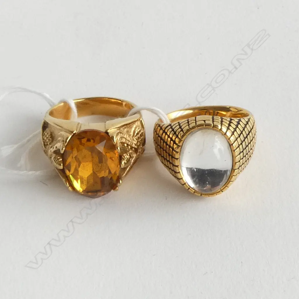 TWO GENTS 18kt PLATED COSTUME RINGS  Image 1++