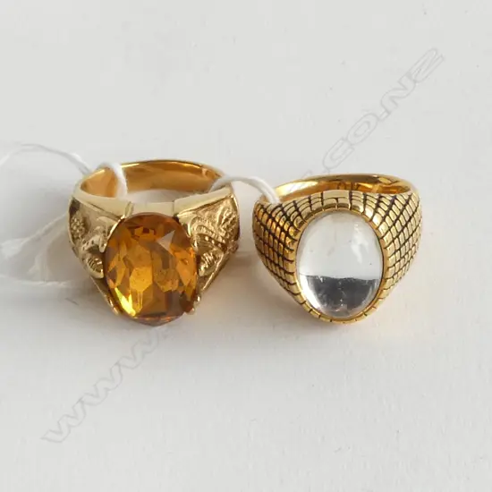 TWO GENTS 18kt PLATED COSTUME RINGS 