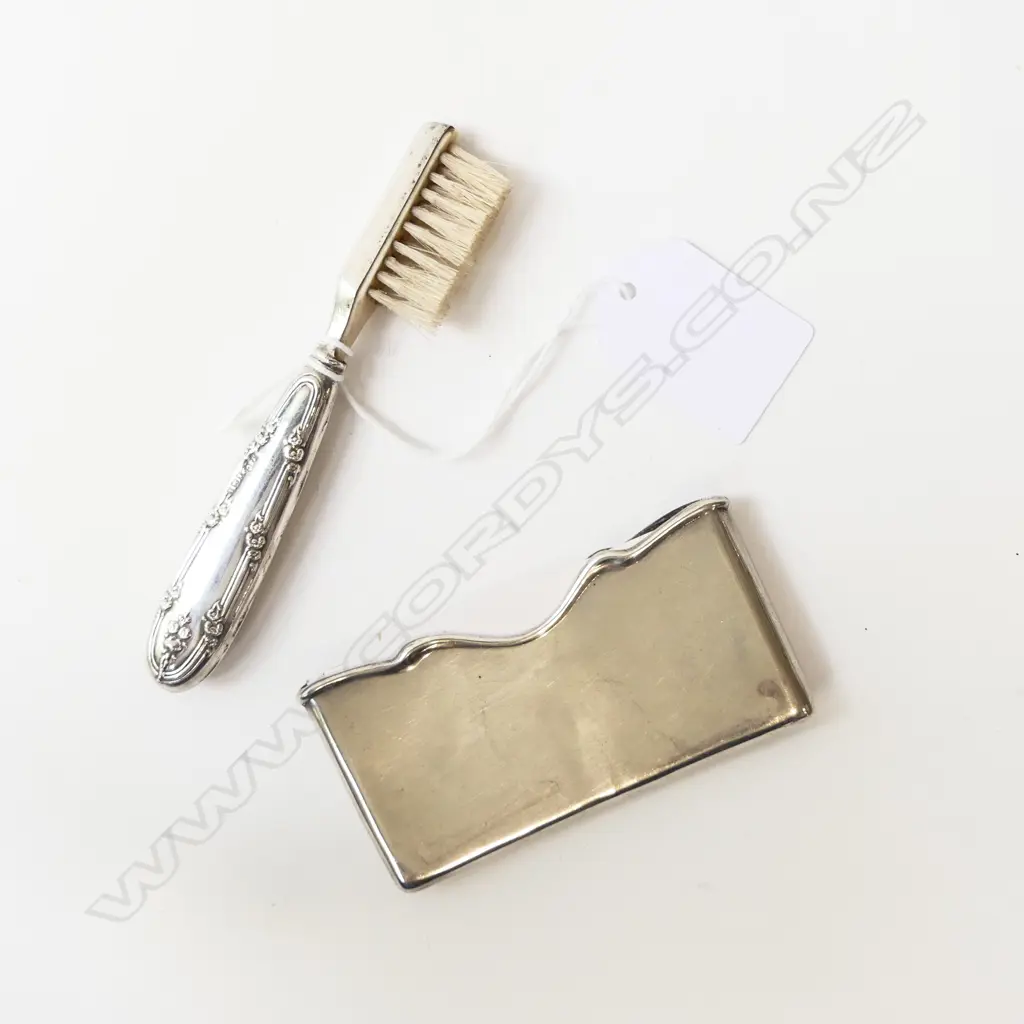 STG SILVER CARD CASE & STG SILVER TOOTHBRUSH BIRMINGHAM 1907 & 1903, L.80-110MM Image 1++