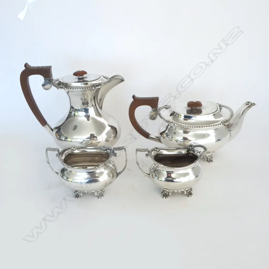 4 PCE STG SILVER COFFEE & TEA SET, CHARLES S GREEN & Co B'HAM 1947 2215grms Image 1++