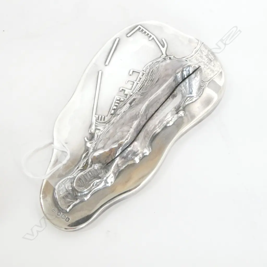 GEORGE V SILVER MENU HOLDER MODELLED as the ROCK of GIBALTAR, SHEF. 1927, L.180mm, 222gm w weighted base Image 1++