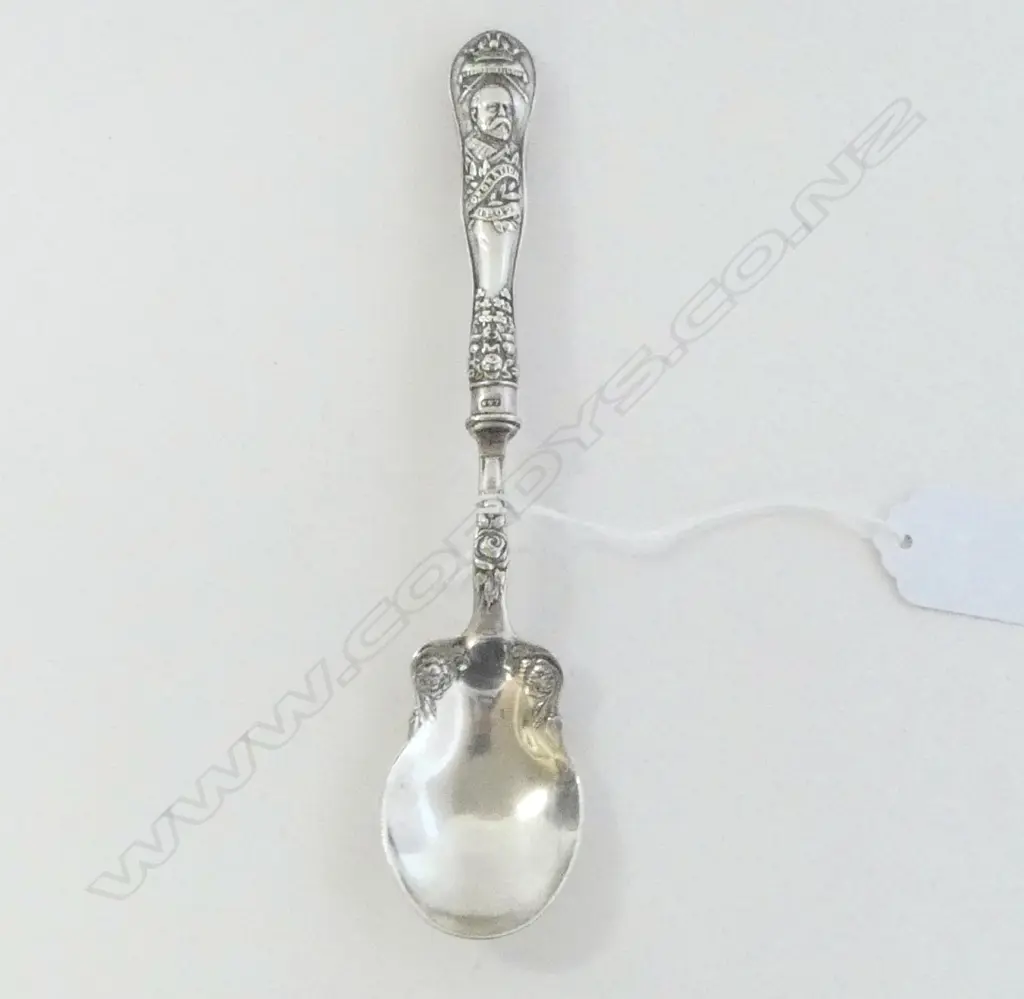 SILVER HANDLED B.1902 & SILVER PLATE PRESERVE SPOON by Levi & Salman Coronation 1902 monarchs Image 1++