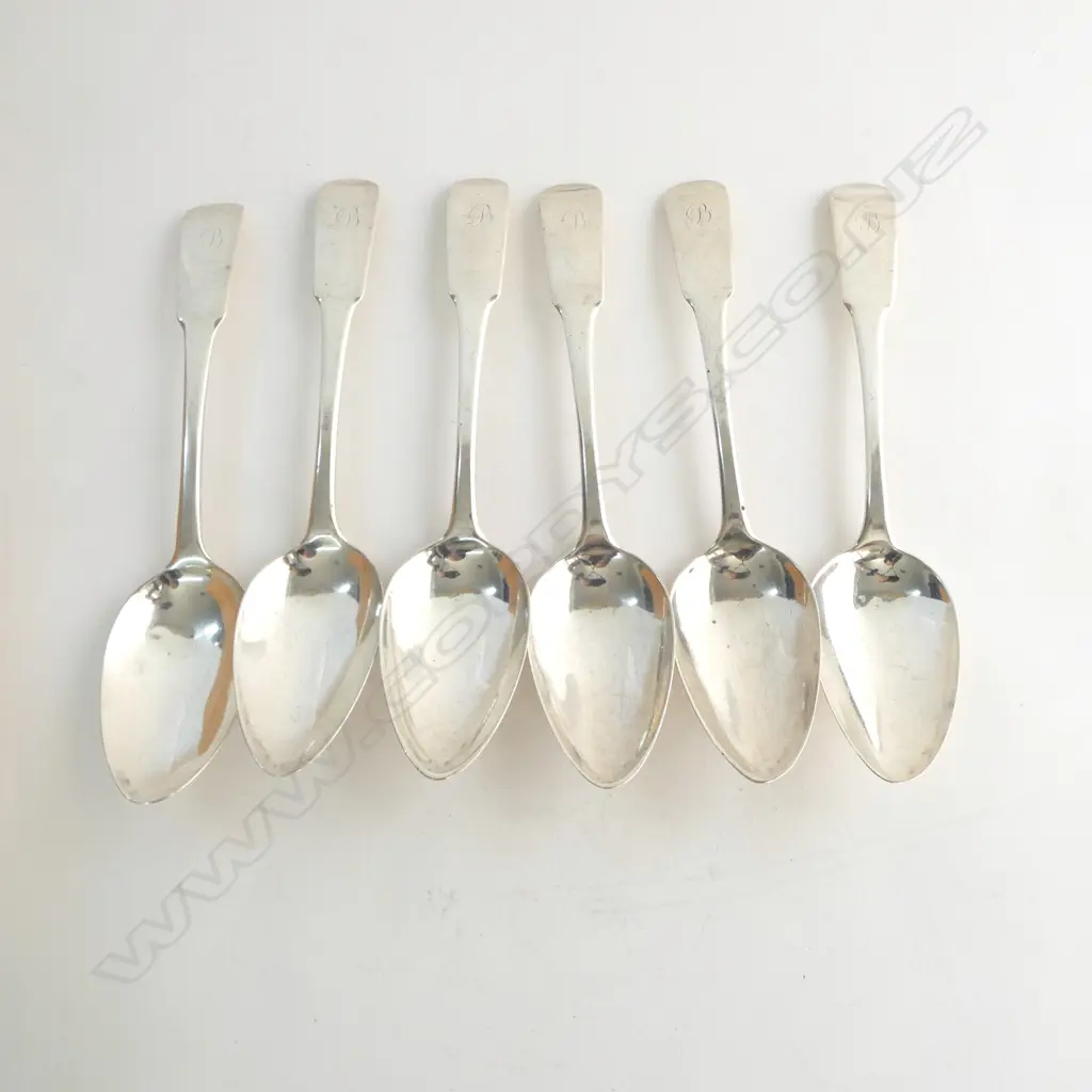 set 6 SCOTTISH SILVER FIDDLE PATTERN TABLE SPOONS EDINBURGH 1815.  375gms Image 1++