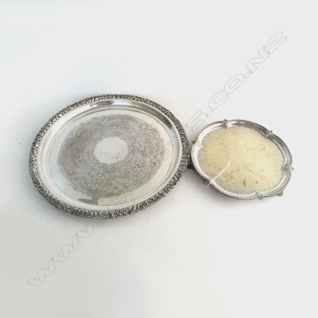2 SILVER PLATE TRAYS, 415, 260mm dia Image 1++
