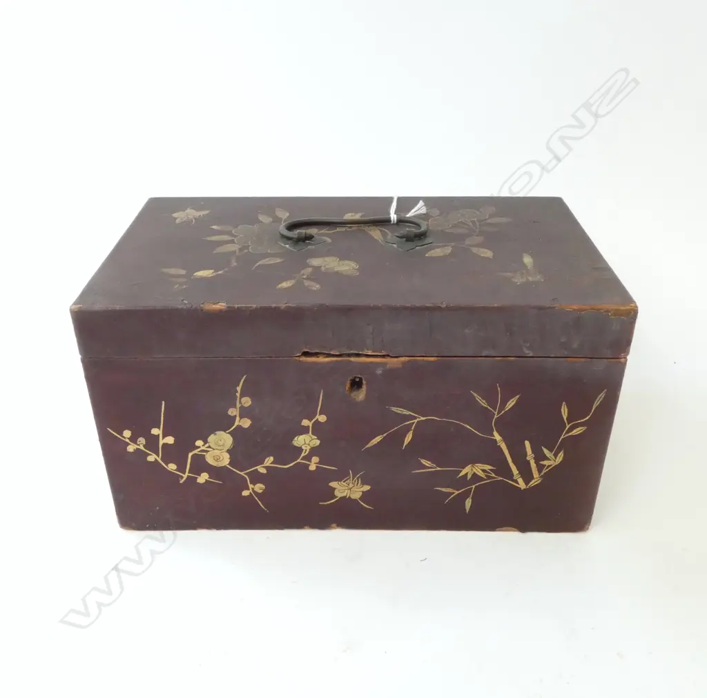 ANTIQUE ORIENTAL CHINOISERE TEA CADDY BOX - FAULTS Image 1++