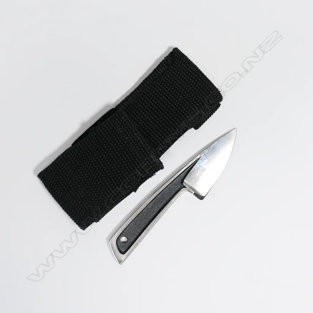 BOYE BASIC 1. CARBIDE CRYSTAL BLADE. NYLON SHEATH w BRASS LINER. L.125mm Image 1++