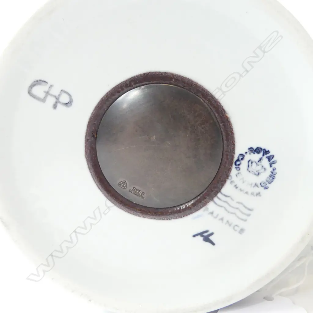 2 COPENHAGEN RETRO STUDIO POTTERY MUGS S/SILVER DISCS TO BASE 1 SIGNED GEORG JENSON H115MM Image 1++
