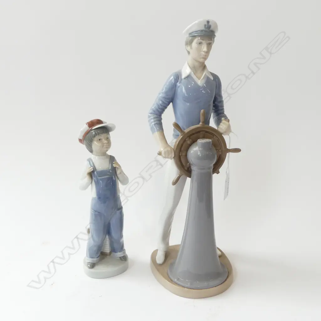 2 LLADRO; SAILOR MAN H.340mm & BOY IN OVERALLS (ship's wheel faulted) Image 1++