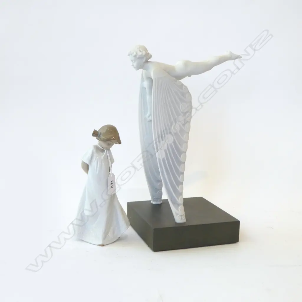 2 FIGURINES; NAO GIRL & LLADRO WINGED BOY ICURUS H.330mm Image 1++