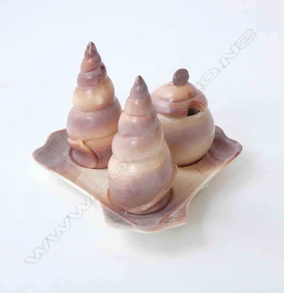 CARLTONWARE CHINA 4PC SHELL PAT CONDIMENT SET L160MM Image 1++