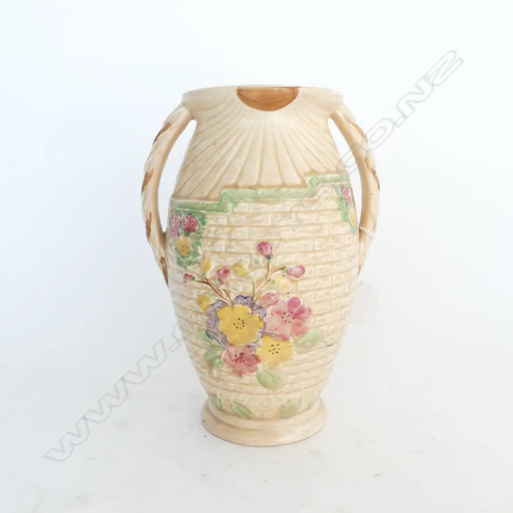 LARGE ARTHUR WOOD DECO TWO HANDLED VASE H. 250mm Image 1++