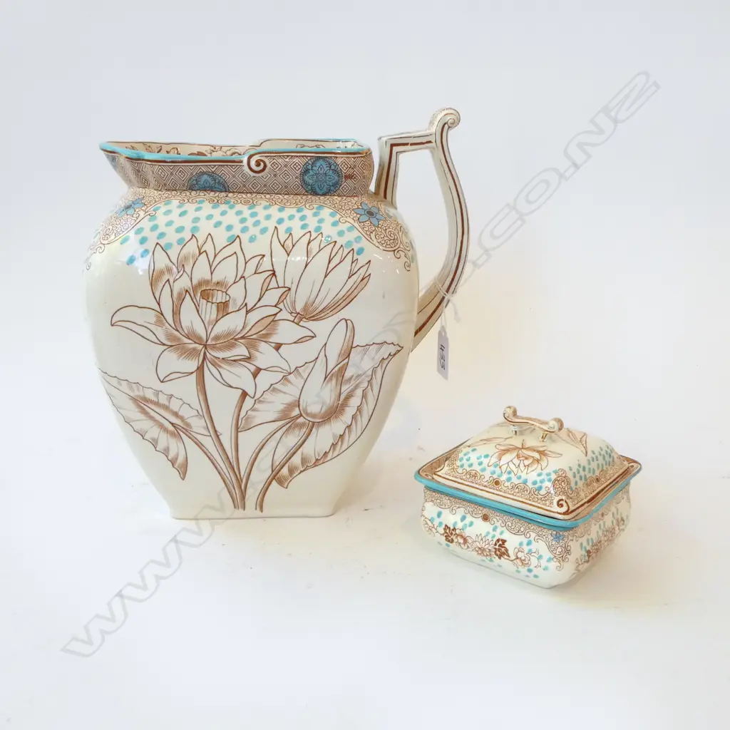 EDWARDIAN BEDROOM URE H260MM & MATCHING LIDDED SOAP DISH DIA 110 Image 1++