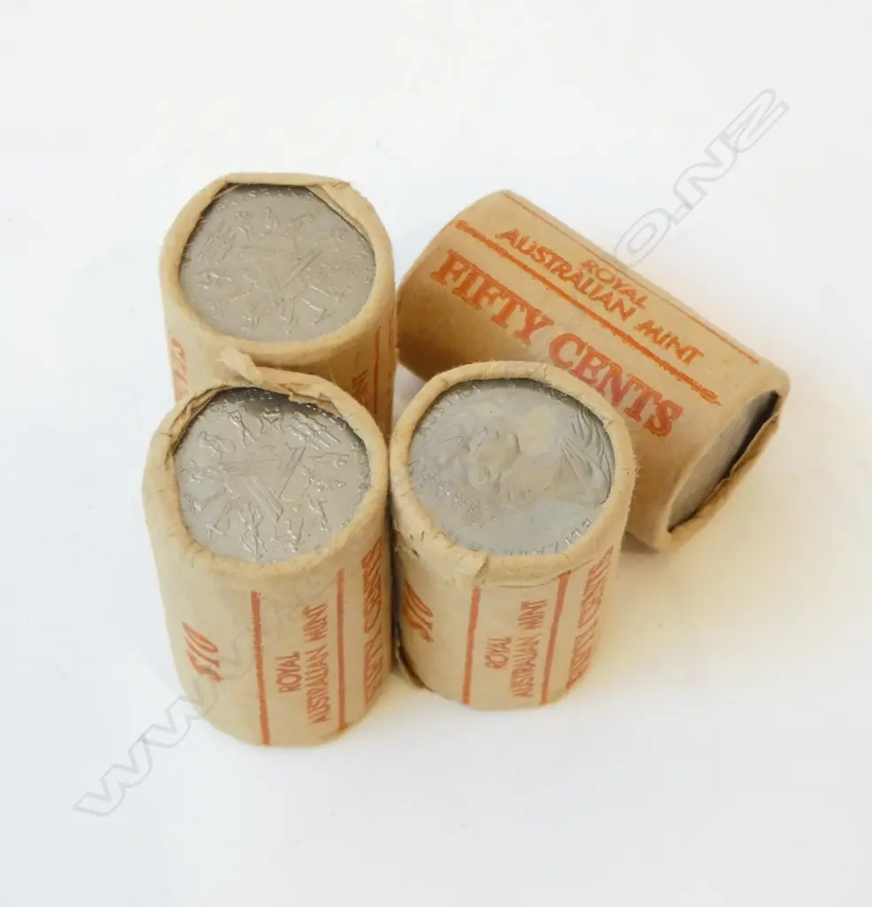 4 AS NEW $10 ROLLS OF AUSTRALIAN ROYAL MINT 50CENT PIECES. $40 Australian face value Image 1++