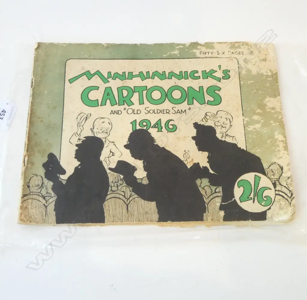 MINHINNICKS'S CARTOONS AND "OLD SOLDIER SAM"; Periodical 1946, worn condition. Image 1++