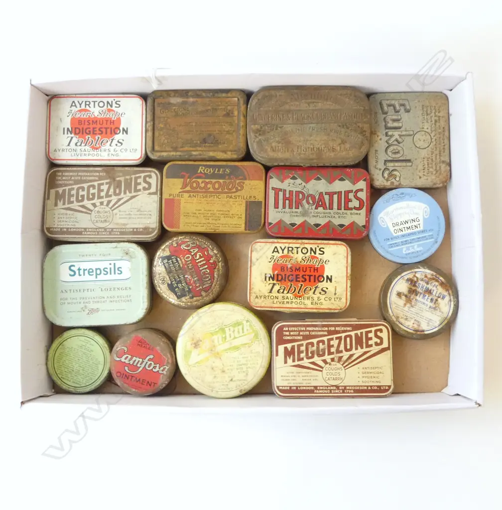 COLLECTION OF 16 OLD MEDICINAL TINS  Image 1++