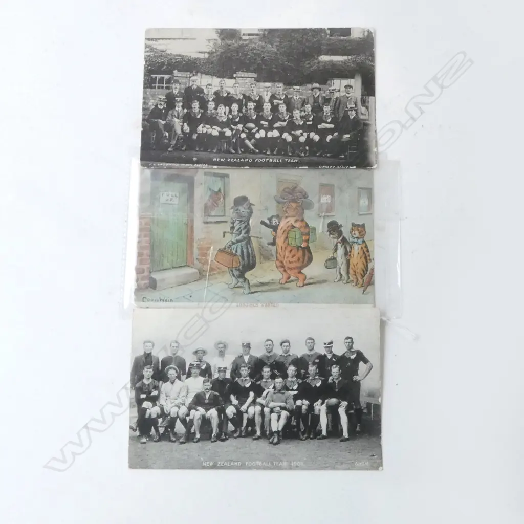 3 POSTCARDS; 2 1905 ALL BLACKS + LOUIS WAIN CATS Image 1++