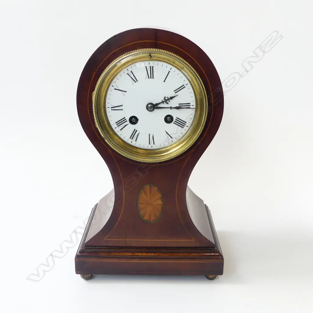 EDWARDIAN SHERATON REVIVAL MAHOGANY CHIMING MANTEL CLOCK H. 295mm Image 1++