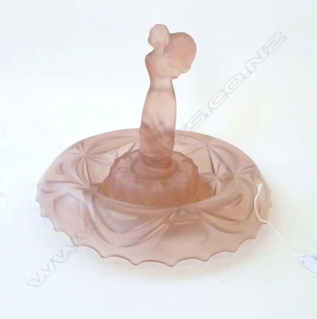 DECO PINK GLASS FIGURE by LIBOCHOVICE IN FLOAT BOWL  Image 1++