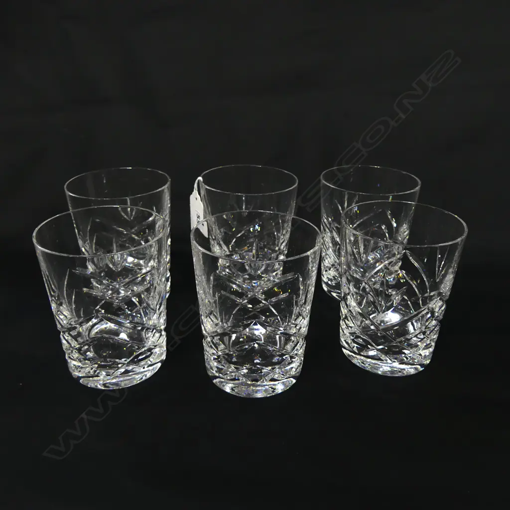 SET OF 6 VINTAGE CUT CRYSTAL WHISKY GLASSES ‘BEATRICE’ PATTERN, H.92MM Image 1++