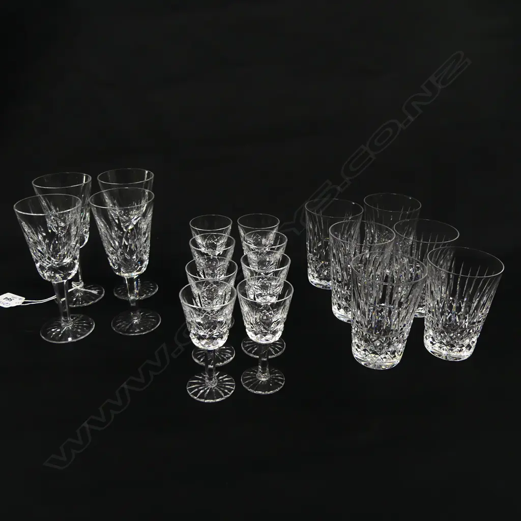 18 PCES WATERFORD LISMORE; 6 GLASSES H.90mm, 8 LIQUOR, 4 OTHER Image 1++