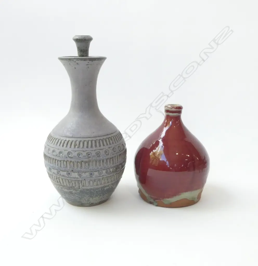 2 N.Z. STUDIO POTTERY BOTTLES; Largest H.270mm Image 1++