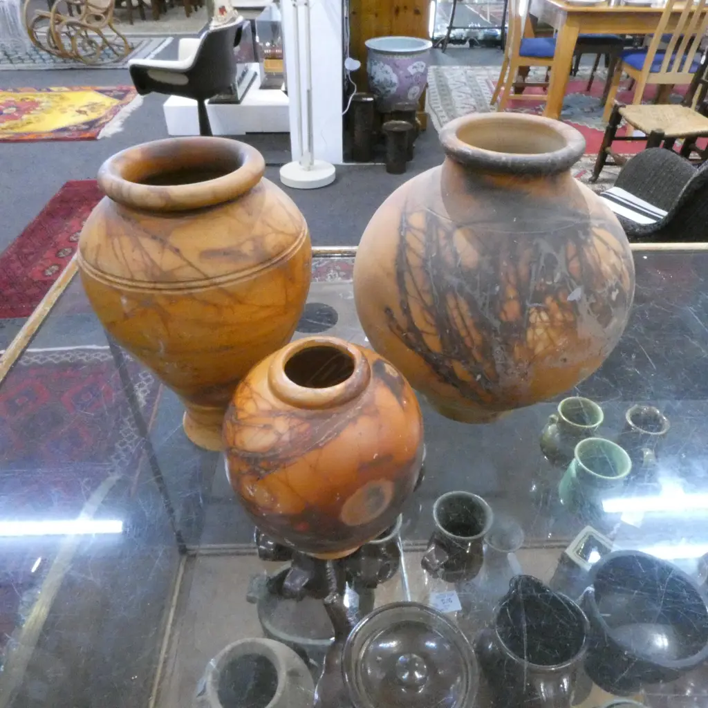 3 POTTERY VASES H.250mm Image 1++