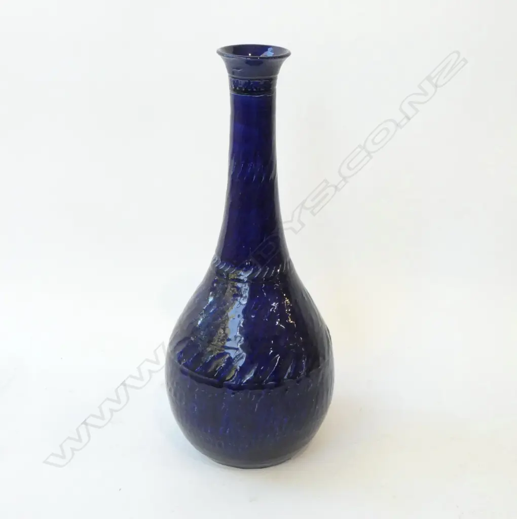 BLUE GLAZED STUDIO POTTERY VASE H.345mm Image 1++