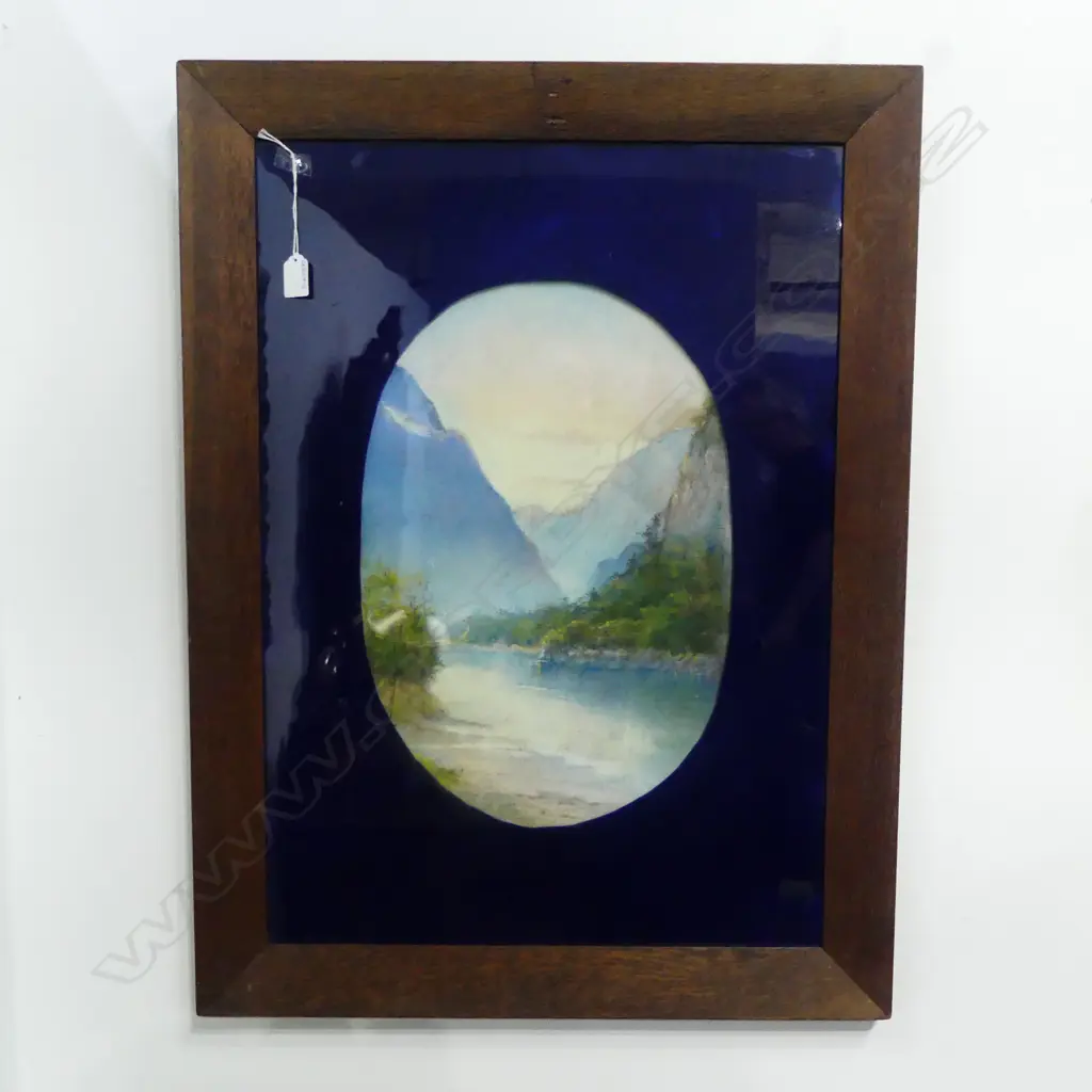 R. NASH, RIVER SCENE, IN FELT? WITH OAK FRAME, 470x310mm Image 1++