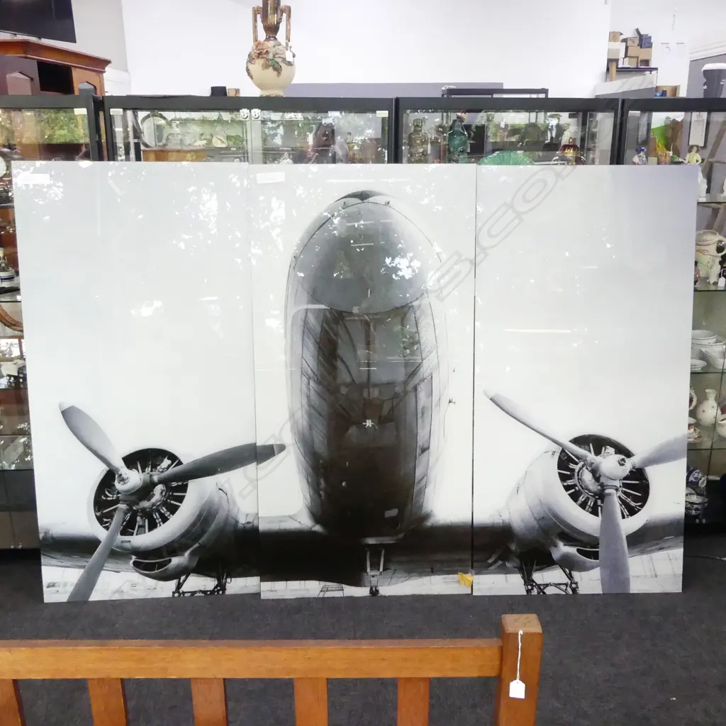 WWII AIRPLANE TRIPTYCH GLASS PRINT (EACH PANEL1600x800mm) Image 1++