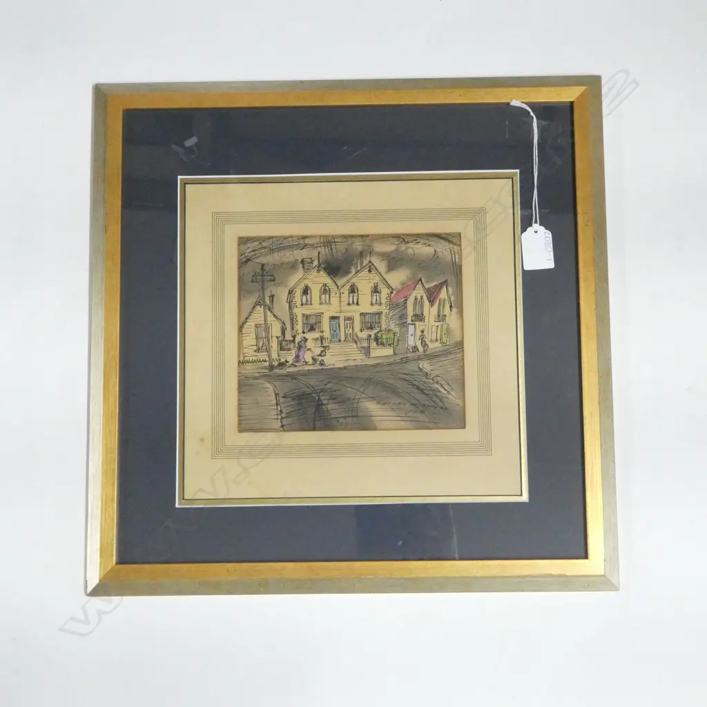 GORDON McAUSLAN, INK & W/C, WELLINGTON STREET, SIGNED & DATED '46, 150x180mm Image 1++