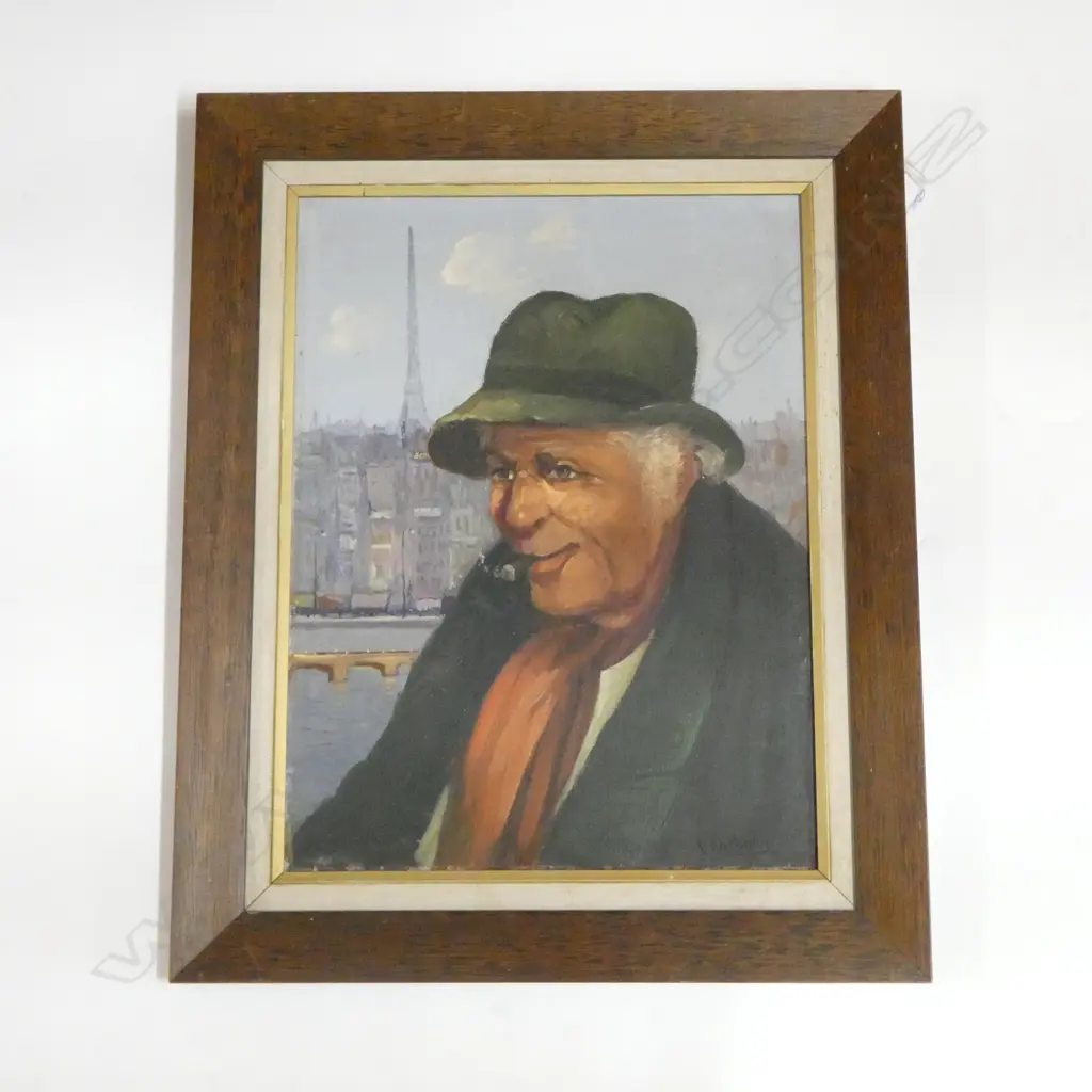 R HARTMAN, DUTCH MAN w CIGAR, OIL on BOARD, 390x280mm Image 1++