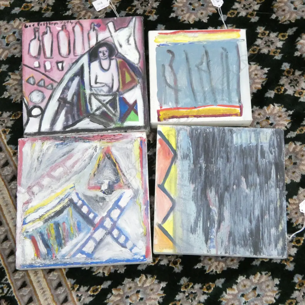 LEE FELTHAM, LADY WITH A HORSE & OTHERS ACRYLIC ON CANVAS X 4, SIGNED 2014 & 1016, LGST 250 X 250 MM, provenance below Image 1++