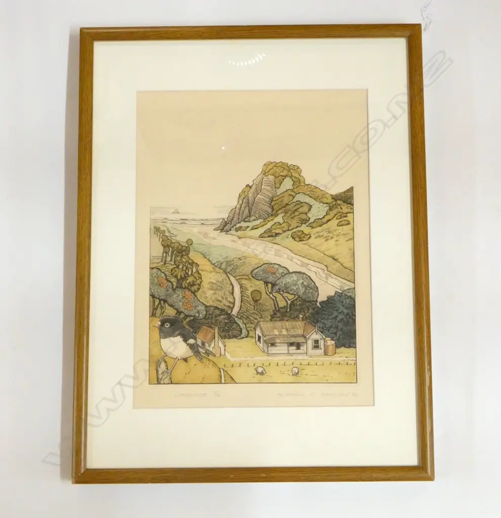 RUSSELL M JACKSON 'KAREKARE', COLOUR ETCHING 30/100, SIGNED & DATED '86, 350x260mm Image 1++