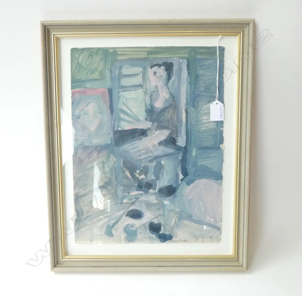 VICTORIA EDWARDS 'ARTIST' ACRYLIC ON PAPER '91 365x280mm Image 1++