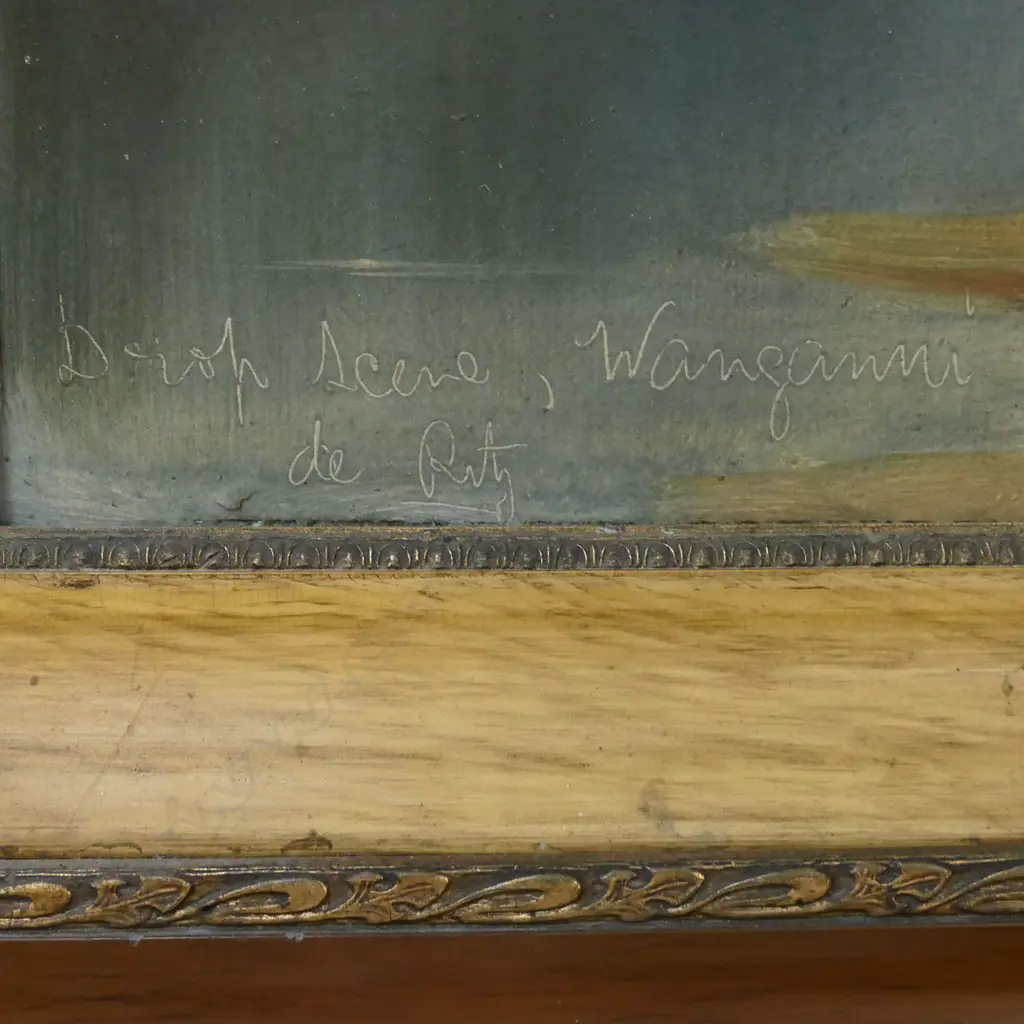 PR TYPICAL DE RITZ OILS, WANGANUI RIVER WITH WHARE AND WAKA, SIGNED & ENTITLED, 730 x 330mm Image 1++