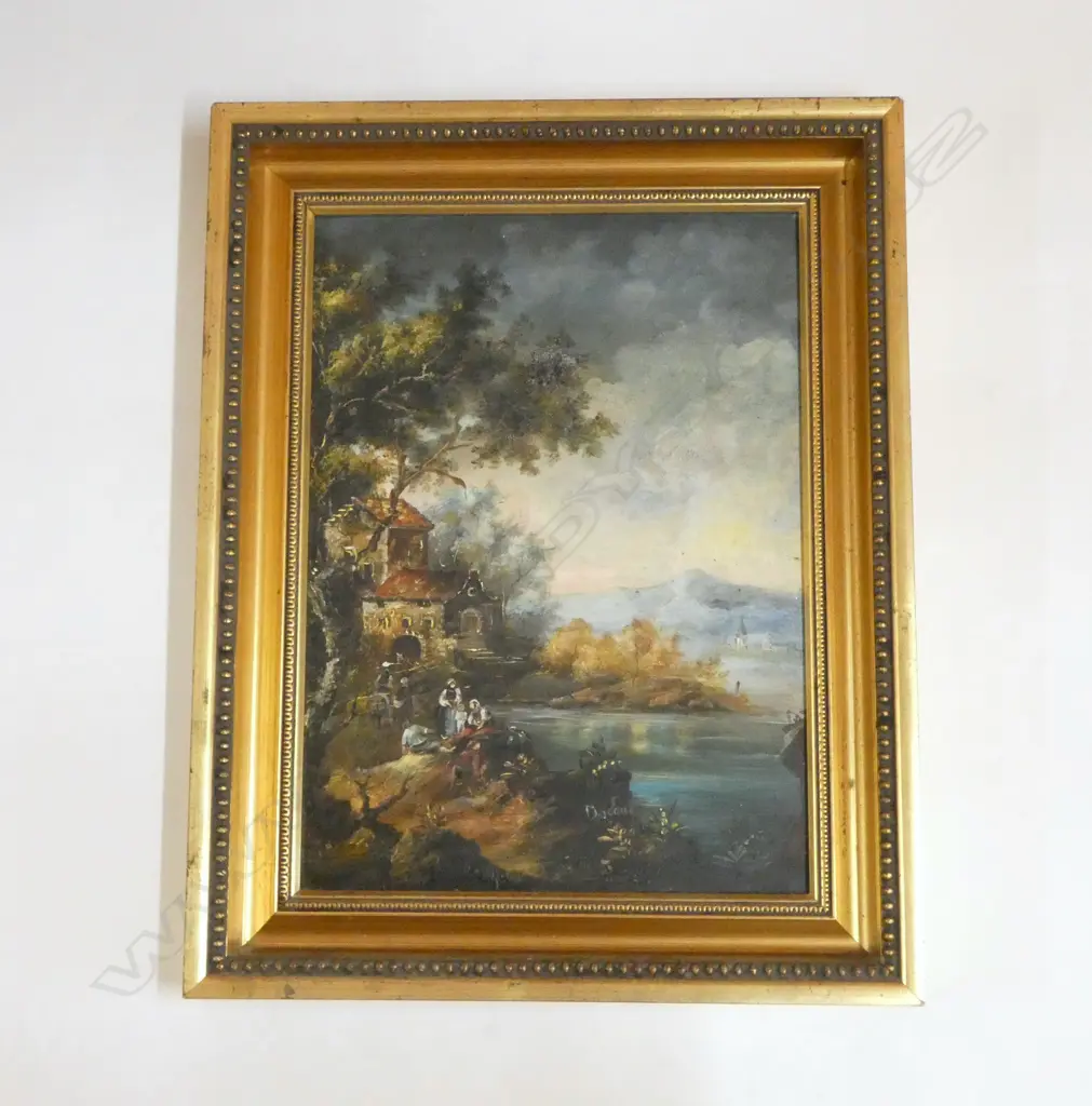 FRAMED ITALIAN SCENE; OIL ON BOARD 395x500mm Image 1++