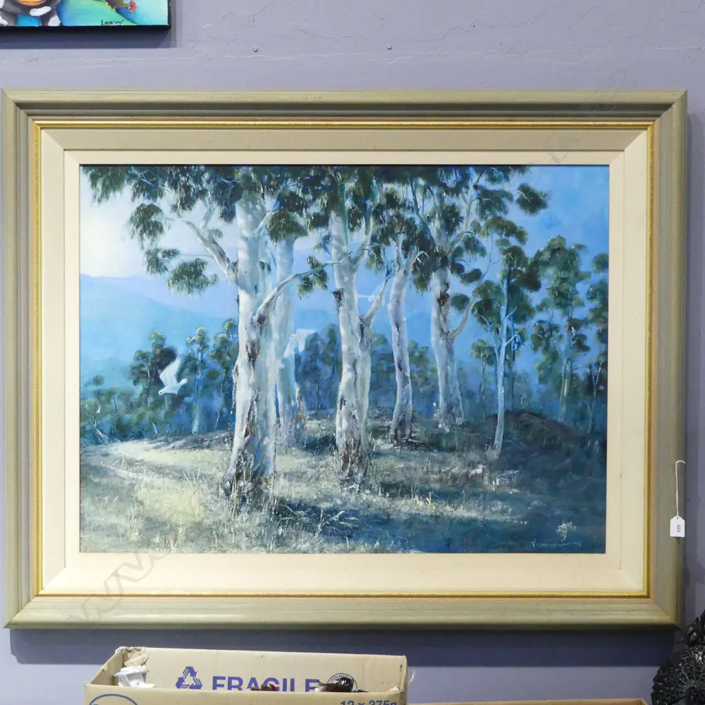VICTOR EISENHUT, LANDSCAPE w. GUMS, OIL ON BOARD 690x940mm Image 1++