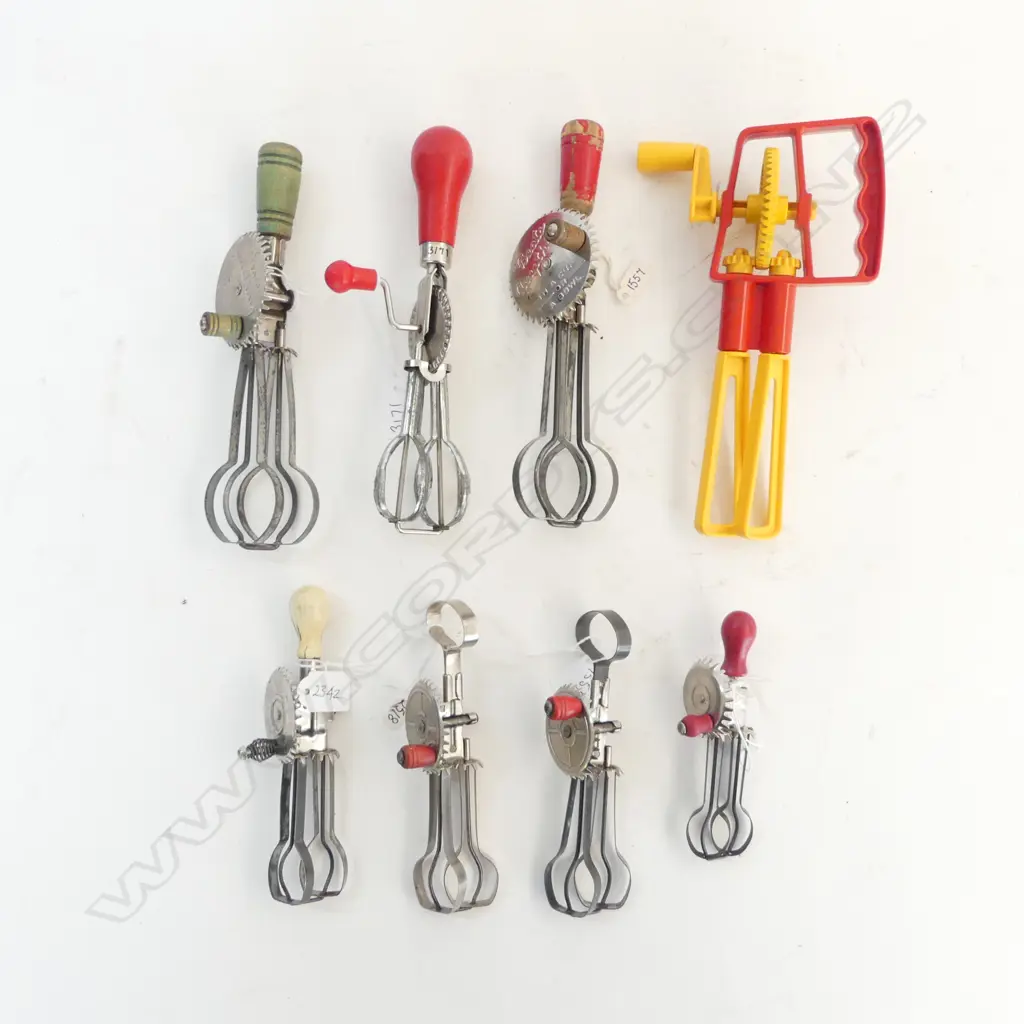 8 VINTAGE TOY ROTARY BEATERS; LARGEST L.180mm Image 1++