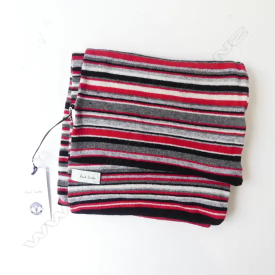 PAUL SMITH MANCHESTER UNITED STRIPED SCARF, BOXED