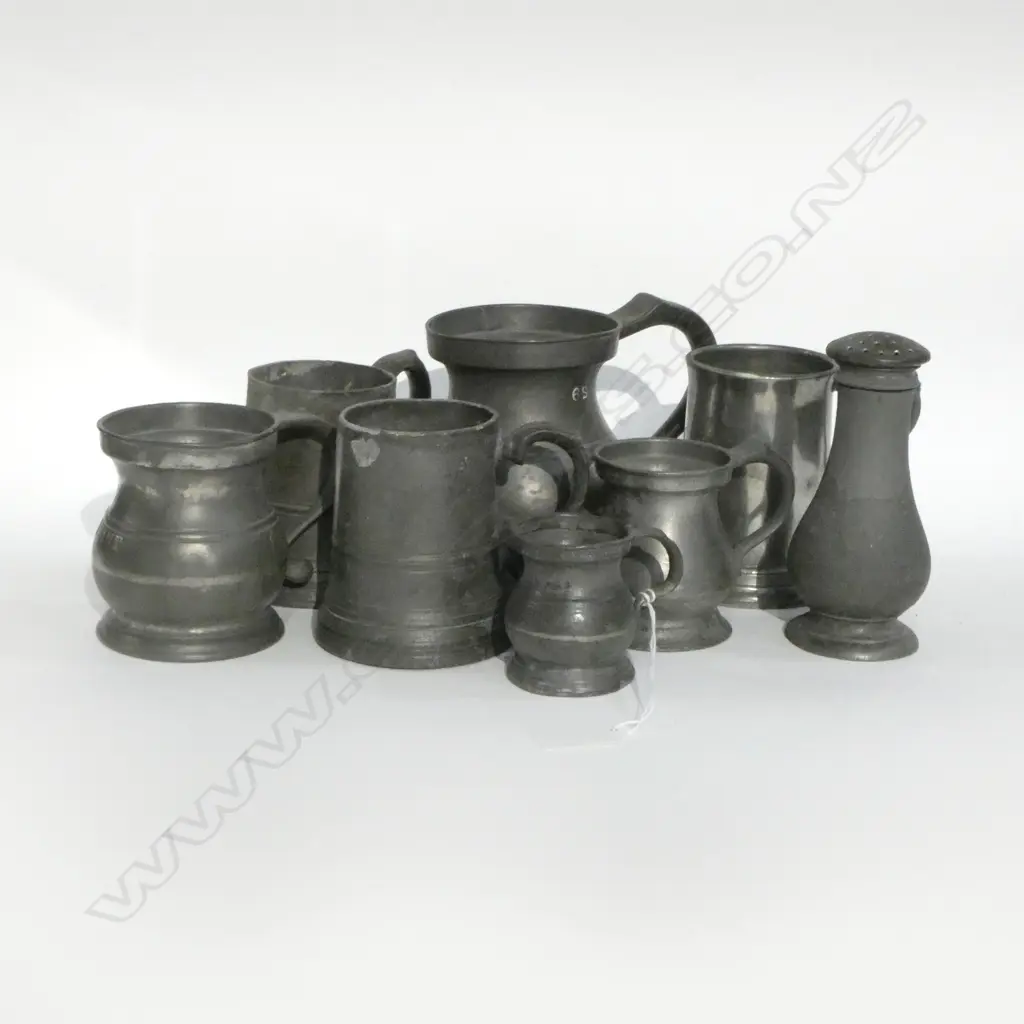 8 PCES PEWTER; MEASURES ETC H.130mm Image 1++