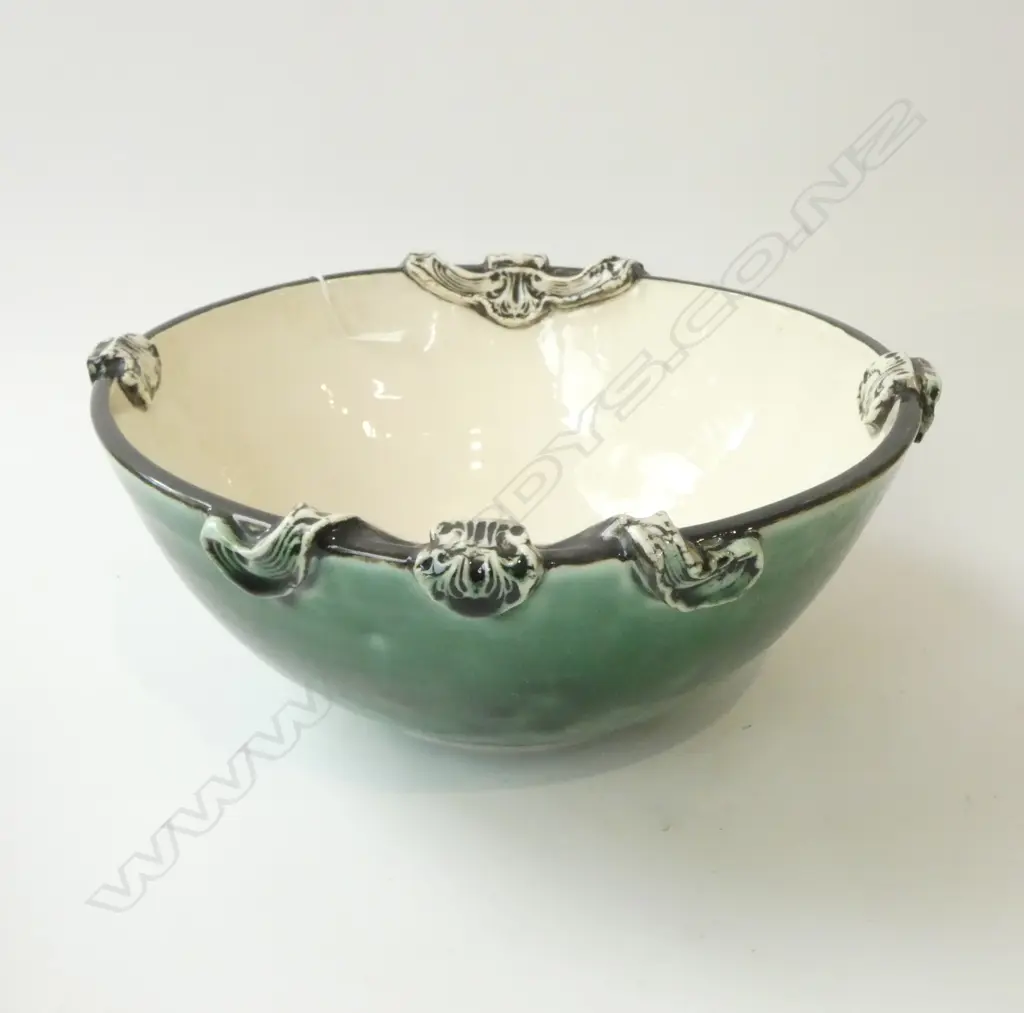 SHARON TRUSTUM N.Z. STUDIO POTTERY BOWL, GOLDEN BAY, Dia.270mm Image 1++