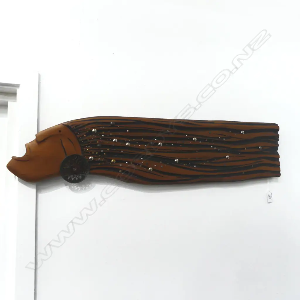 ALAN WEHIPEIHANA, MIXED MEDIA CARVING OF WAHINE, 170x720mm Image 1++