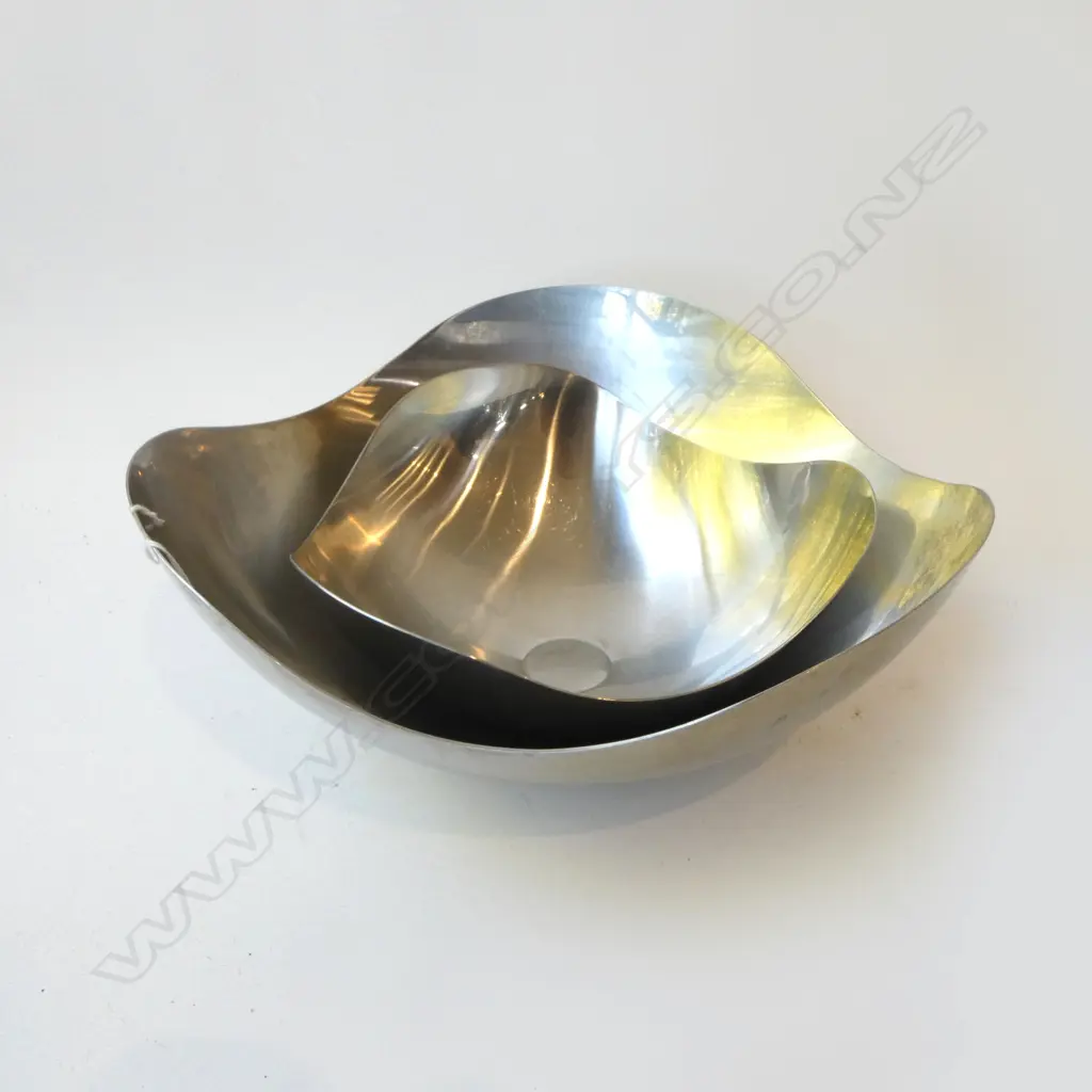2 GEORG JENSEN DENMARK STEEL BOWLS 340mm dia Image 1++