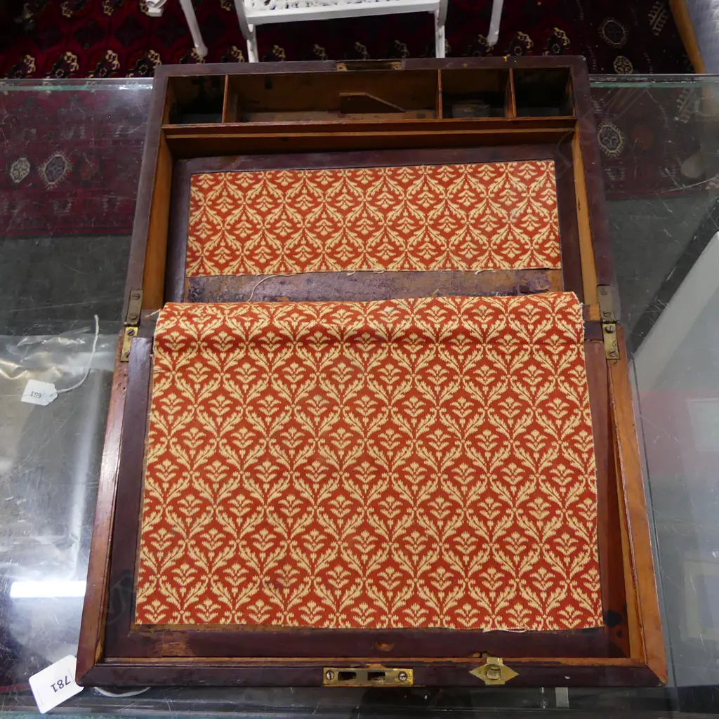 BRASS INLAID WRITING BOX (NEEDS RESTORATION) 350x230x120mm Image 1++