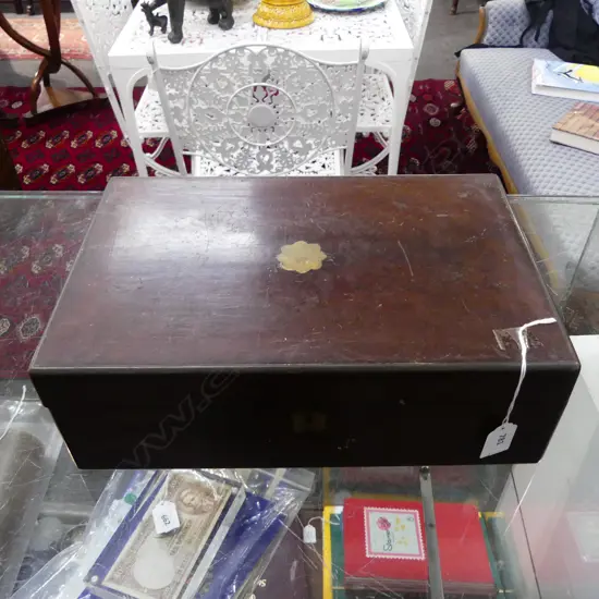 BRASS INLAID WRITING BOX (NEEDS RESTORATION) 350x230x120mm