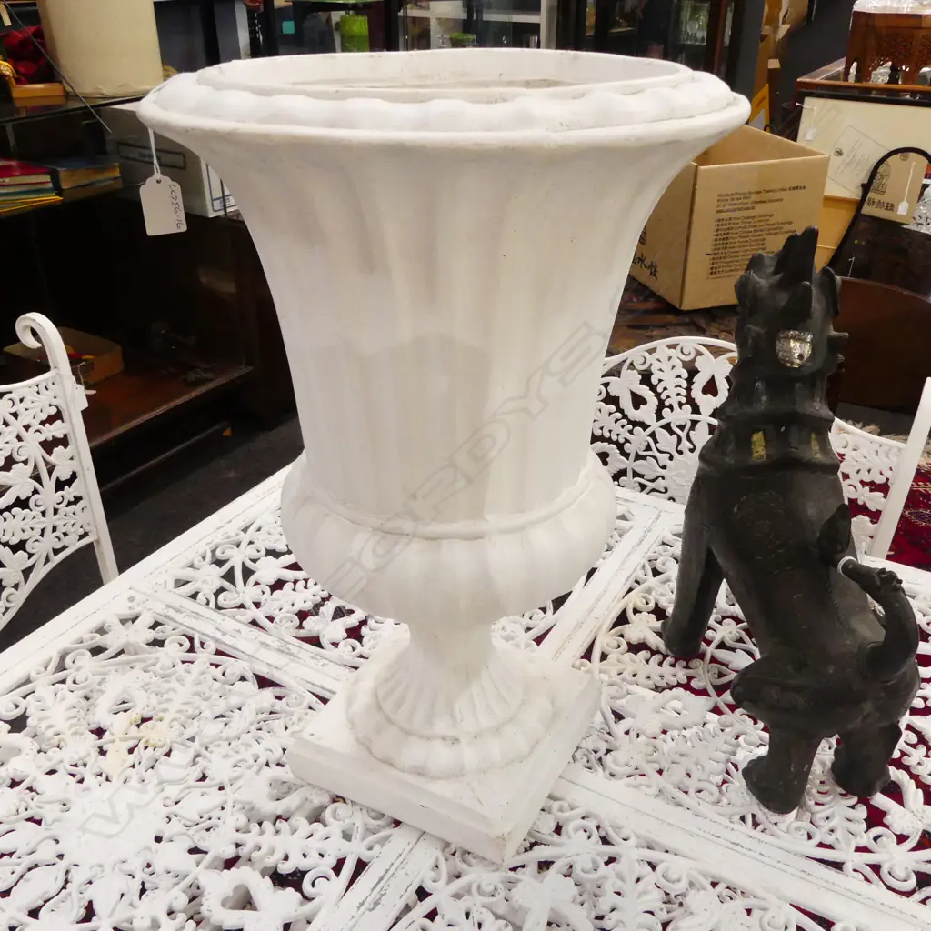 WHITE CERAMIC GARDEN PLANTER URN H510mm Image 1++