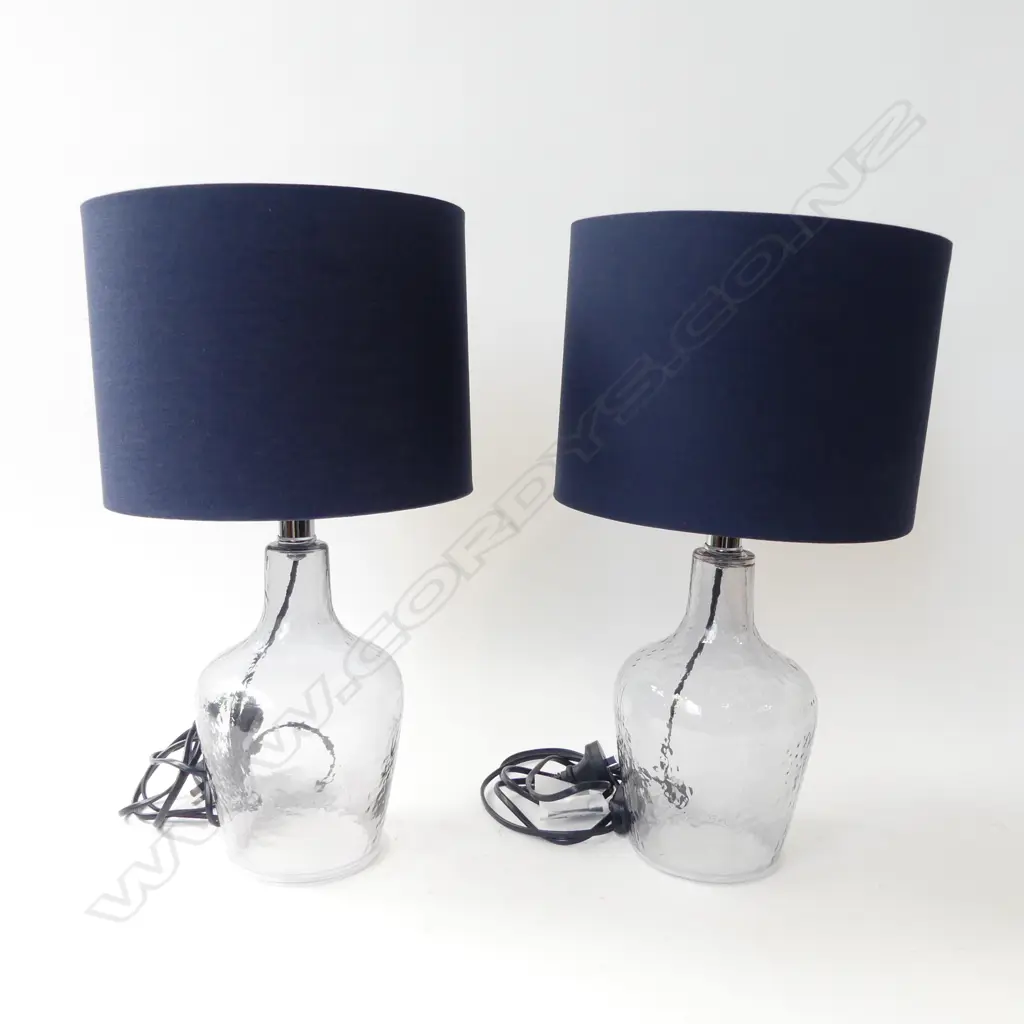 PAIR OF BLUE GLASS TABLE LAMP - MODERN - 470 mm Image 1++