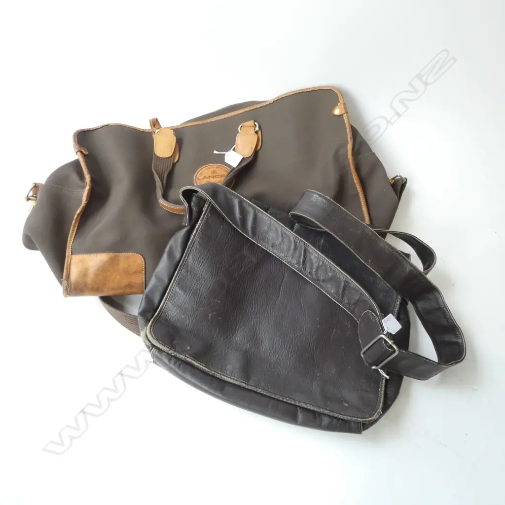 VINTAGE BUXTON LEATHER SATCHEL & LANCEL DEPUIS 1876 DUFFEL BAG Image 1++